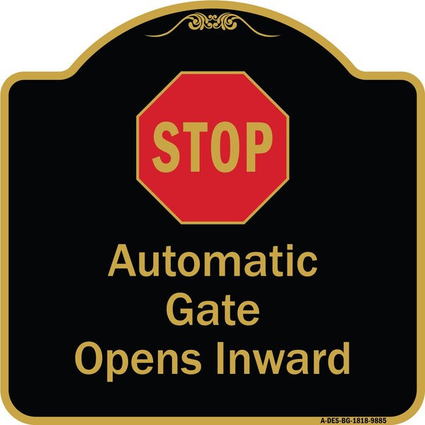 Designer Series-Stop Automatic Gate Opens Inward With Symbol, 18" x 18", BG-1818-9885